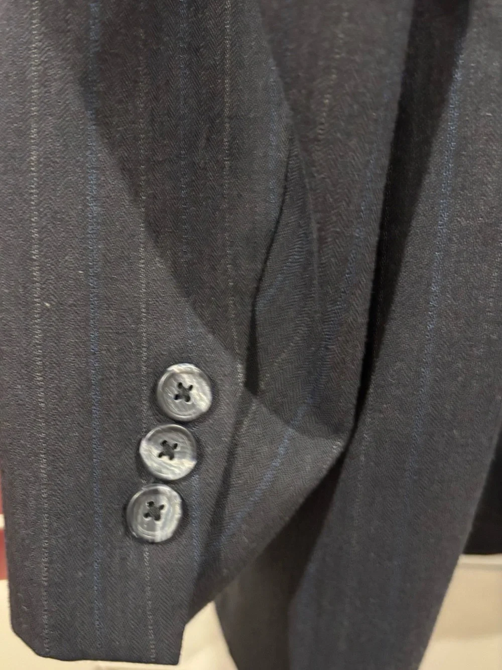 Vintage Christian Dior Monsieur Navy Pinstripe 2 Piece Suit Blazer Pants COA